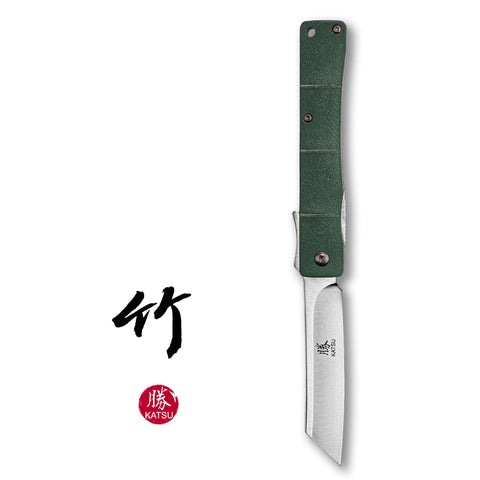 KATSU JRF01, Bamboo Style G10 Handle & D2 Blade, Nylon Sheath