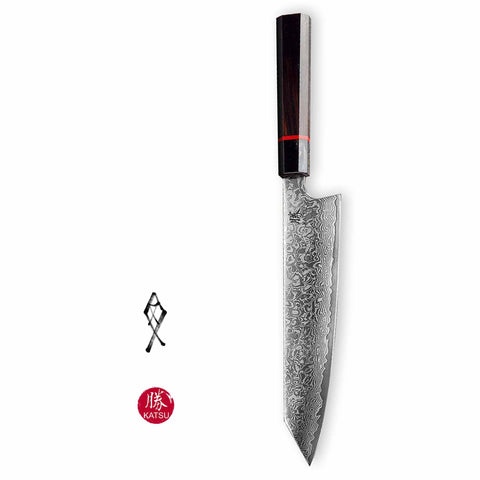 KATSU_JK01_Kiritsuke_Knife_Handcrafted_Octagonal_Handle_Damascus_Blade