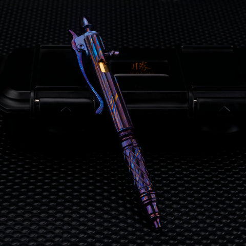 KATSU ZENITH, Full Timascus Frame Tactical Pen, CNC Milled Tokyo Tower Lattice, Bolt-Action, 粋 中山 design, Limited Edition