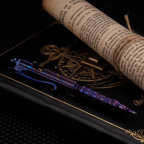 KATSU ZENITH, Full Timascus Frame Tactical Pen, CNC Milled Tokyo Tower Lattice, Bolt-Action, 粋 中山 design, Limited Edition