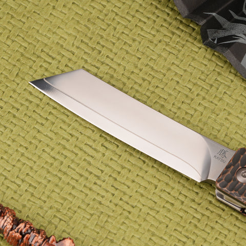 KATSU ZR-1, ZDP-189 Super Steel Blade, Red Copper Handle with Black-Ti Plating & Stonewashed Finish