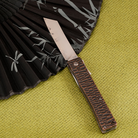 KATSU ZR-1, ZDP-189 Super Steel Blade, Red Copper Handle with Black-Ti Plating & Stonewashed Finish
