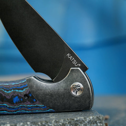 KATSU HABU 02, CPM S90V Convex Grind Blade, Titanium Alloy Handle with Carbon Fiber Inlay, Michael Emler Design