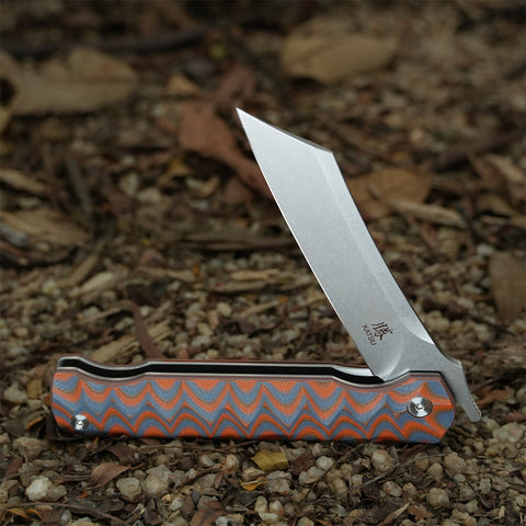 KATSU JT05, Dual-Tone G10 Handle, Stonewashed Finsh AUS-8 Steel Reverse Tanto Blade