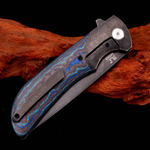 KATSU HABU 02, CPM S90V Convex Grind Blade, Titanium Alloy Handle with Carbon Fiber Inlay, Michael Emler Design