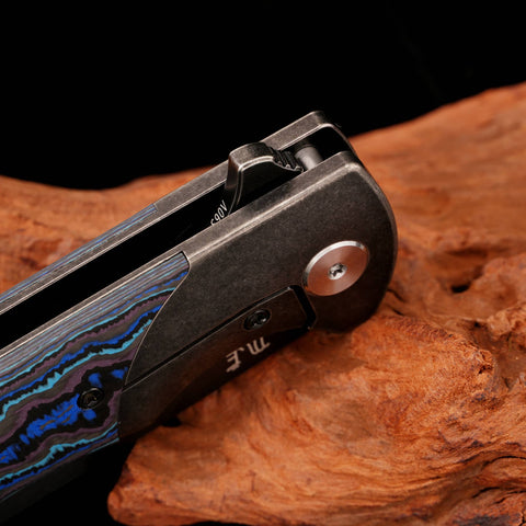 KATSU HABU 02, CPM S90V Convex Grind Blade, Titanium Alloy Handle with Carbon Fiber Inlay, Michael Emler Design
