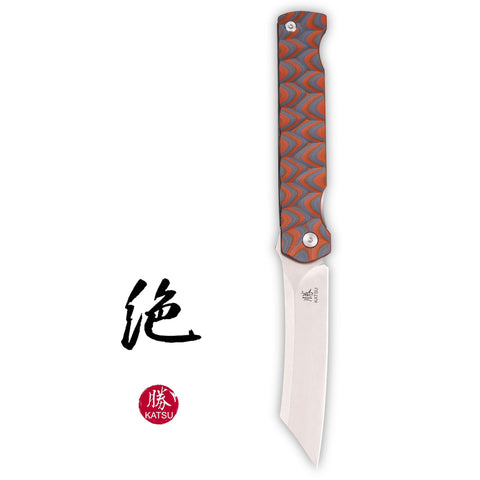 KATSU JT05, Dual-Tone G10 Handle, Stonewashed Finsh AUS-8 Steel Reverse Tanto Blade