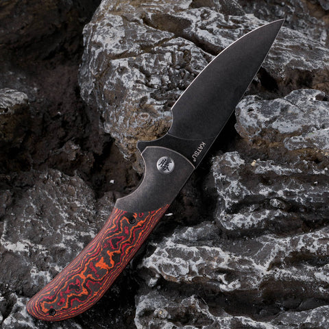 KATSU HABU 02, CPM S90V Convex Grind Blade, Titanium Alloy Handle with Carbon Fiber Inlay, Michael Emler Design
