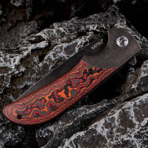 KATSU HABU 02, CPM S90V Convex Grind Blade, Titanium Alloy Handle with Carbon Fiber Inlay, Michael Emler Design