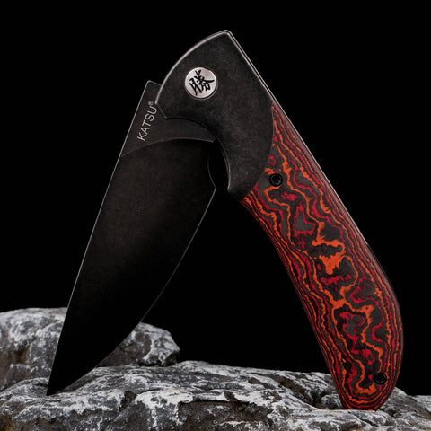 KATSU HABU 02, CPM S90V Convex Grind Blade, Titanium Alloy Handle with Carbon Fiber Inlay, Michael Emler Design