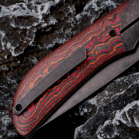 KATSU HABU 02, CPM S90V Convex Grind Blade, Titanium Alloy Handle with Carbon Fiber Inlay, Michael Emler Design