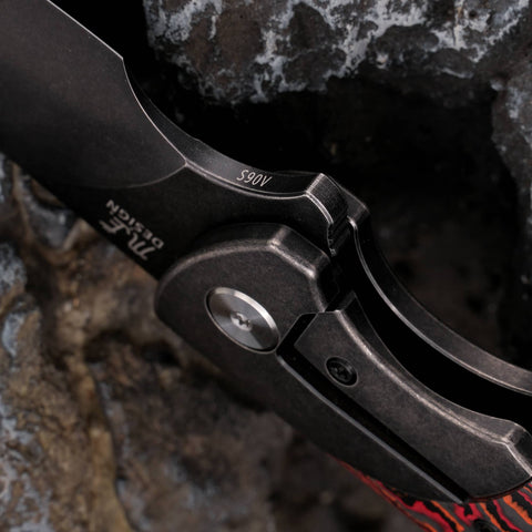 KATSU HABU 02, CPM S90V Convex Grind Blade, Titanium Alloy Handle with Carbon Fiber Inlay, Michael Emler Design