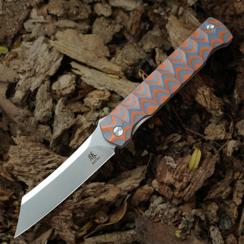 KATSU JT05, Dual-Tone G10 Handle, Stonewashed Finsh AUS-8 Steel Reverse Tanto Blade