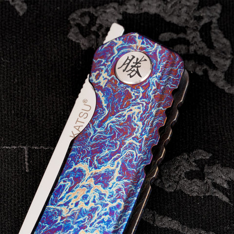 KATSU ZK-T4, ZDP-189 Super Steel Convex Grind Pure Mirror Polished Reverse Tanto Blade, Flamed Titanium Alloy Handle, Limited Edition