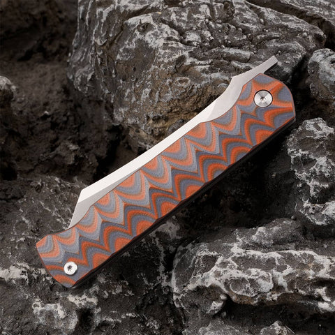 KATSU JT05, Dual-Tone G10 Handle, Stonewashed Finsh AUS-8 Steel Reverse Tanto Blade