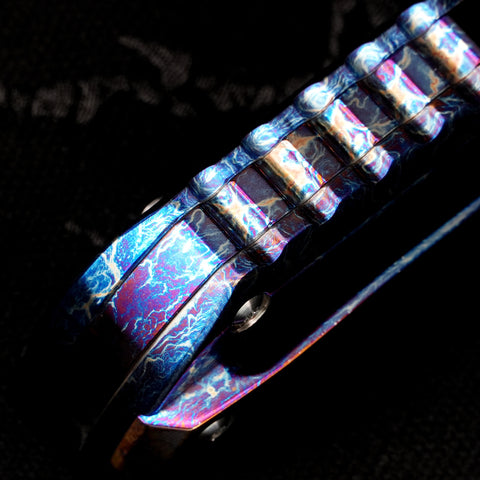 KATSU ZK-T4, ZDP-189 Super Steel Convex Grind Pure Mirror Polished Reverse Tanto Blade, Flamed Titanium Alloy Handle, Limited Edition