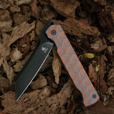 KATSU JT05, Dual-Tone G10 Handle, Stonewashed Finsh AUS-8 Steel Reverse Tanto Blade