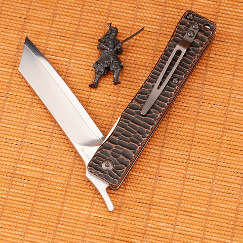 KATSU ZR-1, ZDP-189 Super Steel Blade, Red Copper Handle with Black-Ti Plating & Stonewashed Finish