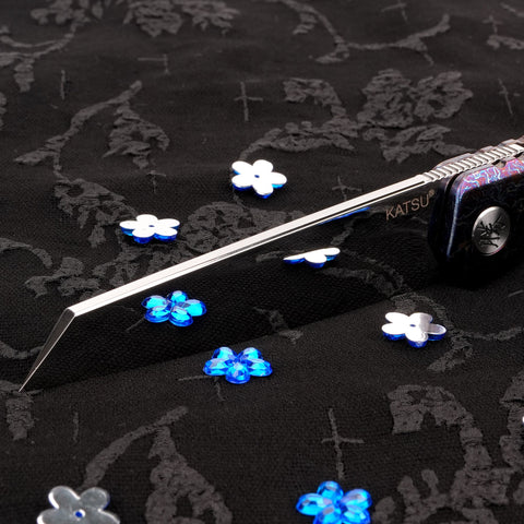 KATSU ZK-T4, ZDP-189 Super Steel Convex Grind Pure Mirror Polished Reverse Tanto Blade, Flamed Titanium Alloy Handle, Limited Edition