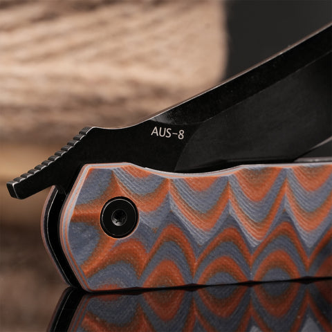 KATSU JT05, Dual-Tone G10 Handle, Stonewashed Finsh AUS-8 Steel Reverse Tanto Blade