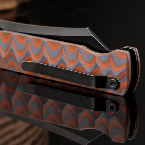 KATSU JT05, Dual-Tone G10 Handle, Stonewashed Finsh AUS-8 Steel Reverse Tanto Blade