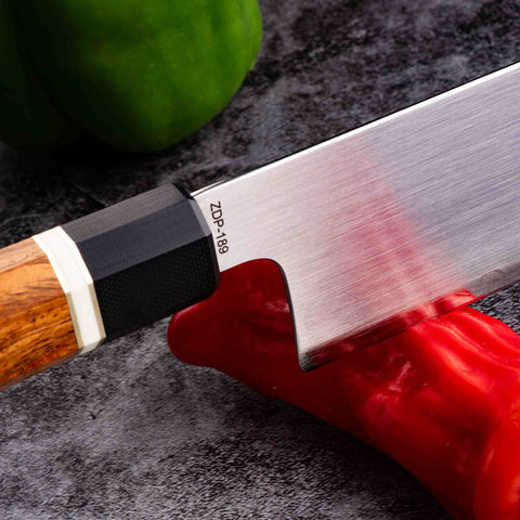 KATSU JK05,ZDP-189 Blade,Japanese Nakiri Kitchen Knife,Padauk Wood Octagonal Handle