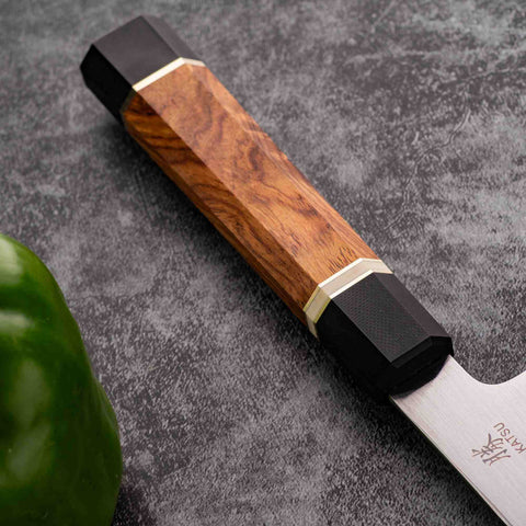 KATSU JK04,ZDP-189 Blade,Japanese Kiritsuke Kitchen Knife,Padauk Wood Octagonal Handle