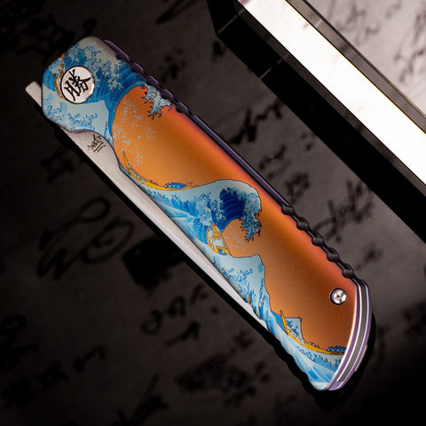 KATSU ZM04, ZDP-189 Super Steel Convex Grind Mirror polished Blade, Anodized Colored Titanium Alloy Handle, Limited Edition