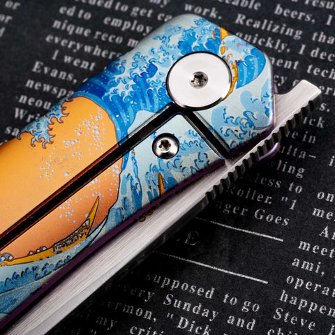 KATSU ZM04, ZDP-189 Super Steel Convex Grind Mirror polished Blade, Anodized Colored Titanium Alloy Handle, Limited Edition