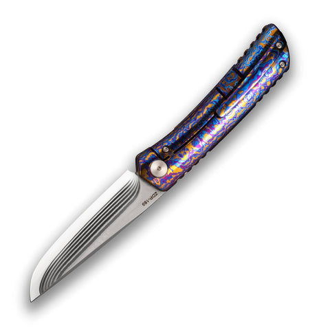 [FINAL PAYMENT] KATSU ZK-T1, 17 Layers ZDP-189 Super Steel Convex Grind Blade, Timascus Mirror-Polished Handle & Clip, Frame Lock