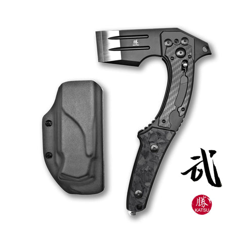 KATSU FA02, Axis Lock Folding Battle Axe, Titanium Alloy Main Body Frame, Sakura Blade Nemoto Design
