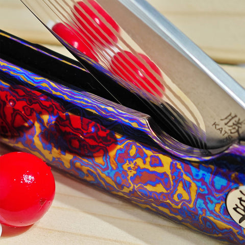[FINAL PAYMENT] KATSU ZK-T1, 17 Layers ZDP-189 Super Steel Convex Grind Blade, Timascus Mirror-Polished Handle & Clip, Frame Lock