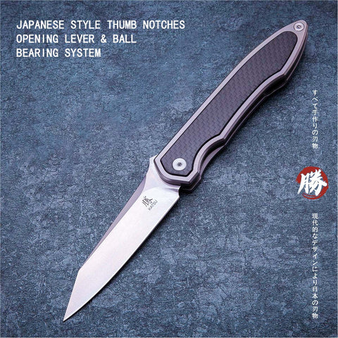 KATSU JT02, Titanium & Carbon Fiber Handle, VG10 Blade, Leather Sheath - KATSU KNIVES