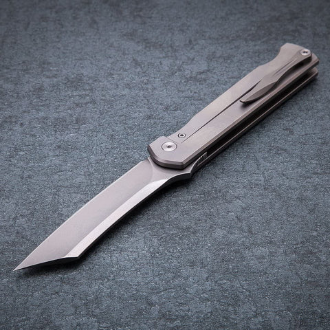 KATSU JT01, Titanium & Carbon Fiber Handle, VG10 Blade, Leather Sheath - KATSU KNIVES