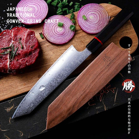 KATSU JK01, Kiritsuke Knife, Handcrafted Octagonal Handle & Damascus Blade - KATSU KNIVES