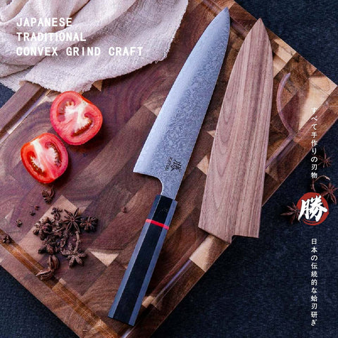KATSU JK03, Chef Knife, Handcrafted Octagonal Handle & Damascus Blade - KATSU KNIVES