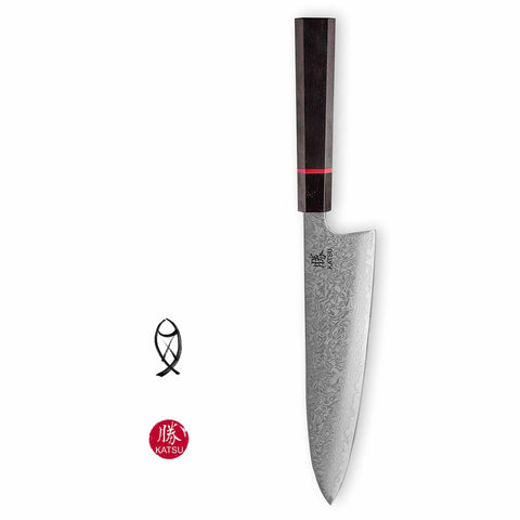 KATSU_JK03_Chef_Knife_Handcrafted_Octagonal_Handle_Damascus_Blade
